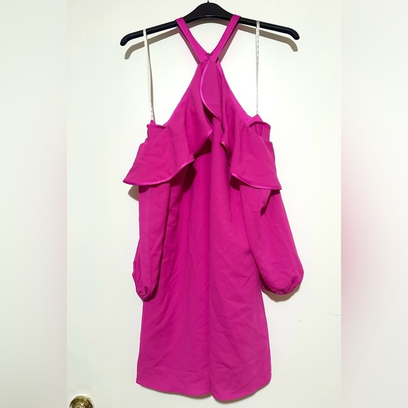 Lilly Pulitzer Shift Midi Hot Pink Dress Party Cocktail Ruffle Sleeve, Size 4 - Picture 2 of 5